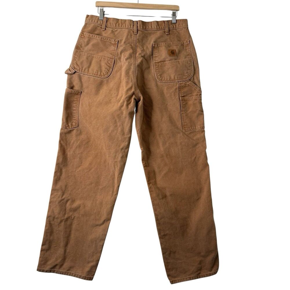 Carhartt B11 Brown Washed Duck Carpenter Pants Work Dungaree 38x34 (Fit 36x32.5)